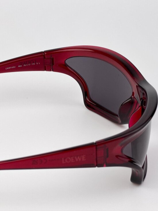 Loewe x PAULA\'S IBIZA Men Sunglasses – Transparent Red/Smoke Wraparound Frame main image 6